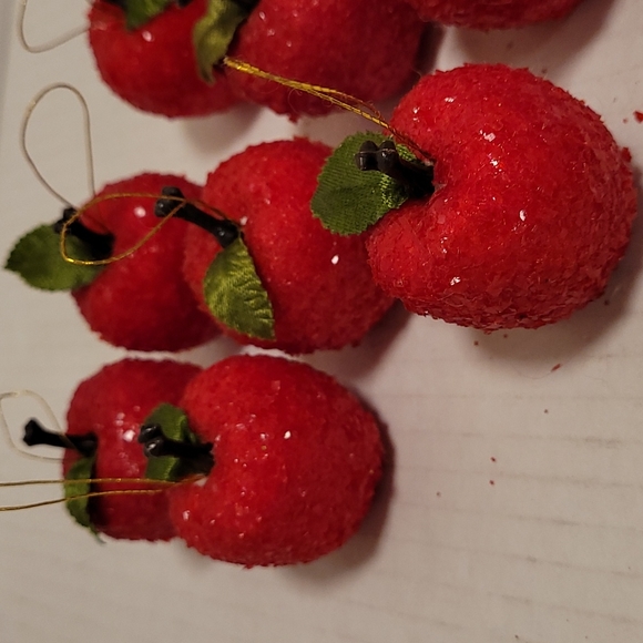 Set of 10 Vintagev Styrofoam and Glitter Apple Ornaments - Picture 7 of 14